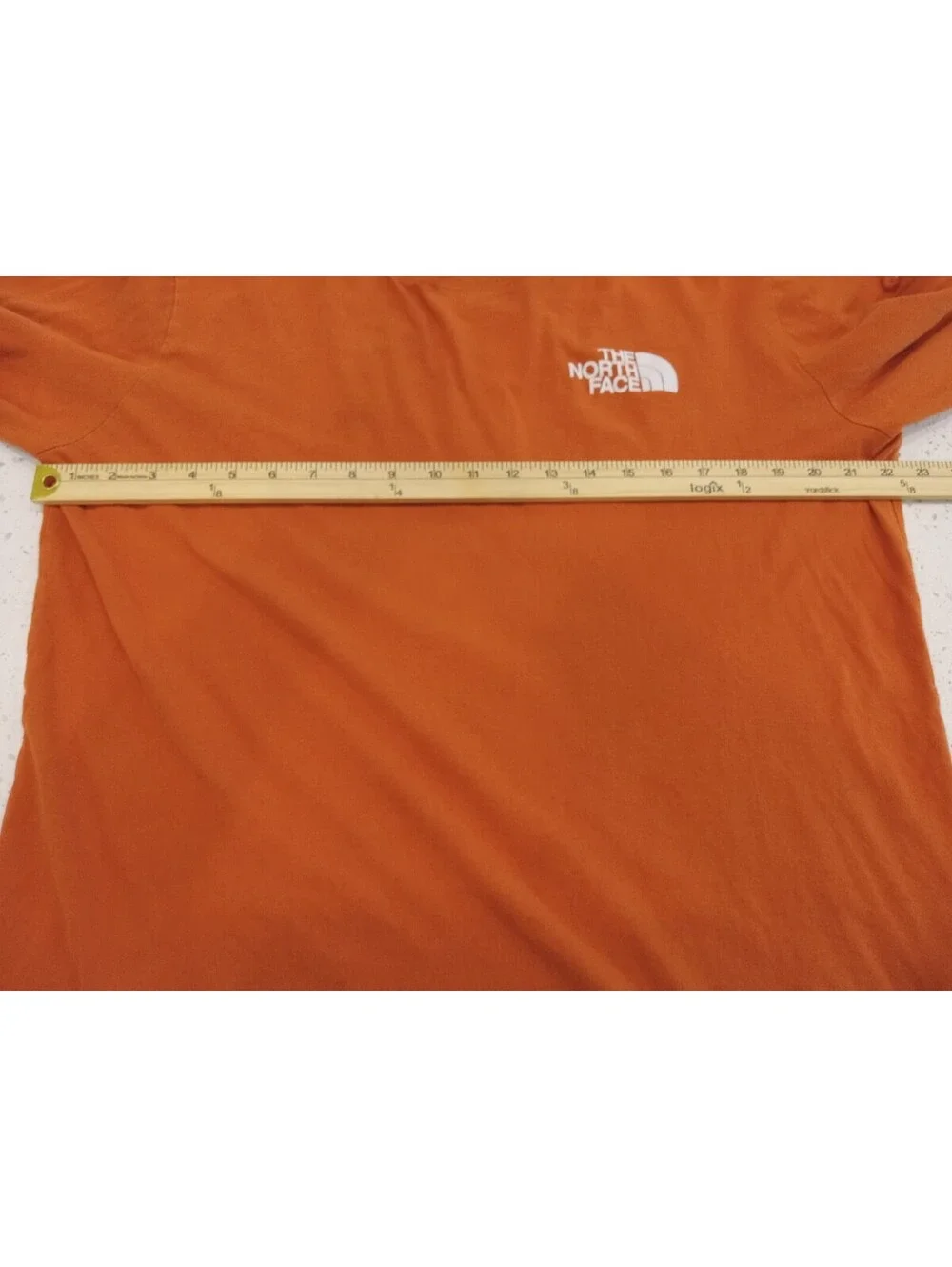 The North Face Shirt Mens Large L Vibrant Orange Long Sleeve Chest Logo Tee